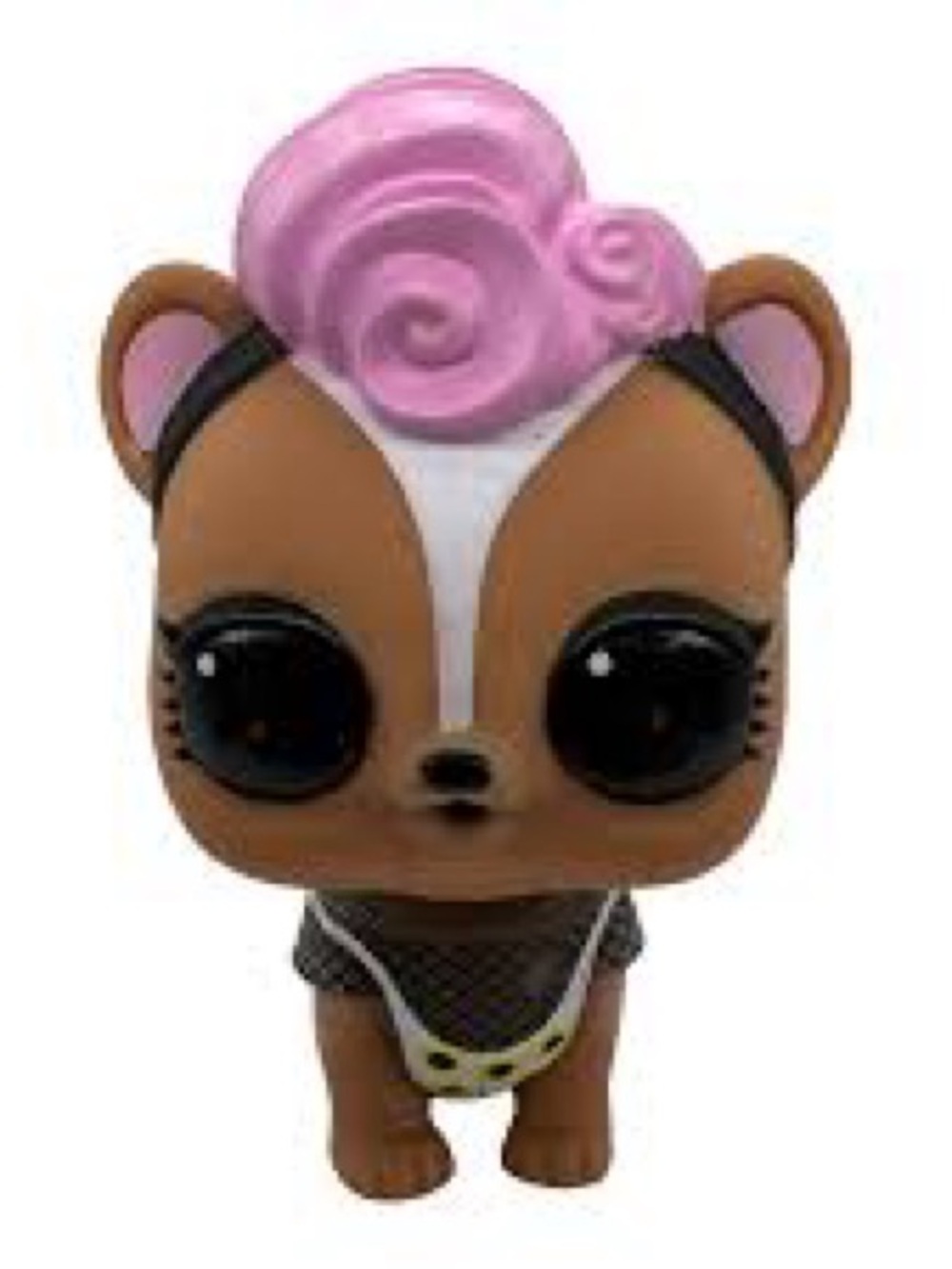 L.O.L. Surprise! Brown Skunk Figure with Pink Hair and Yellow Polka-Dot Outfit